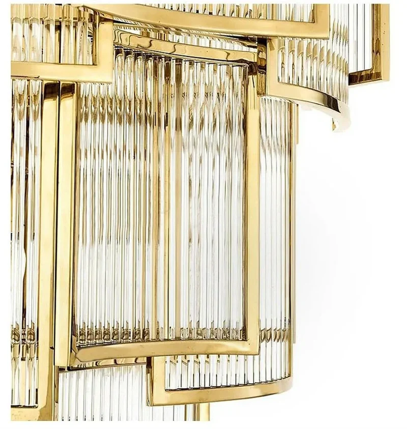 Grand Lustre Art Déco Moderne en Verre Dimmable