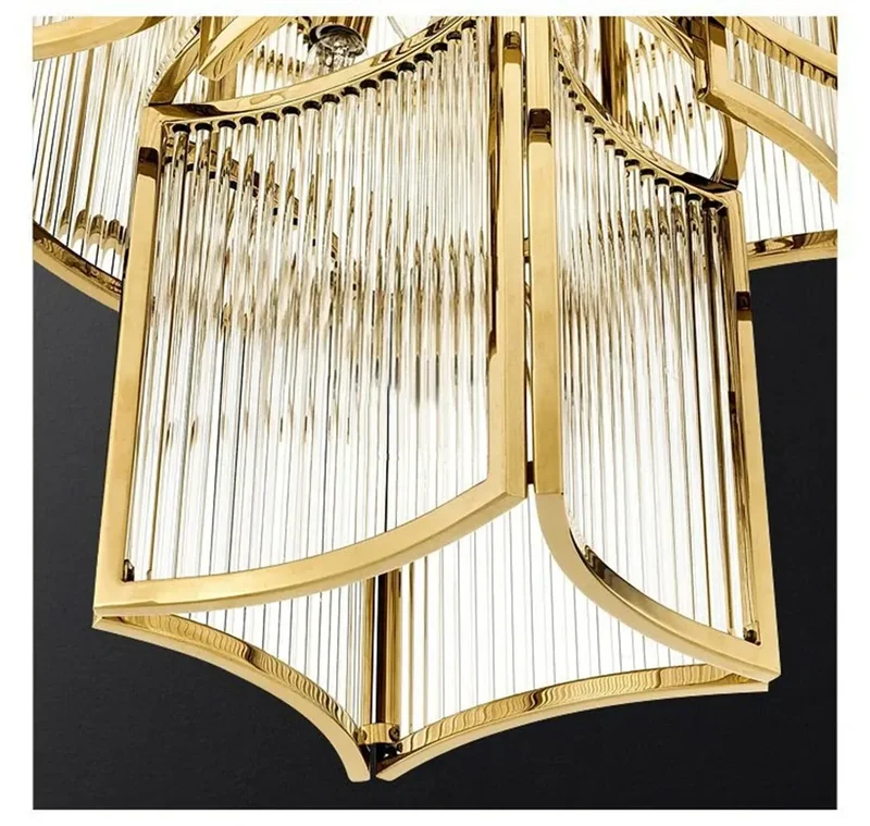 Grand Lustre Art Déco Moderne en Verre Dimmable