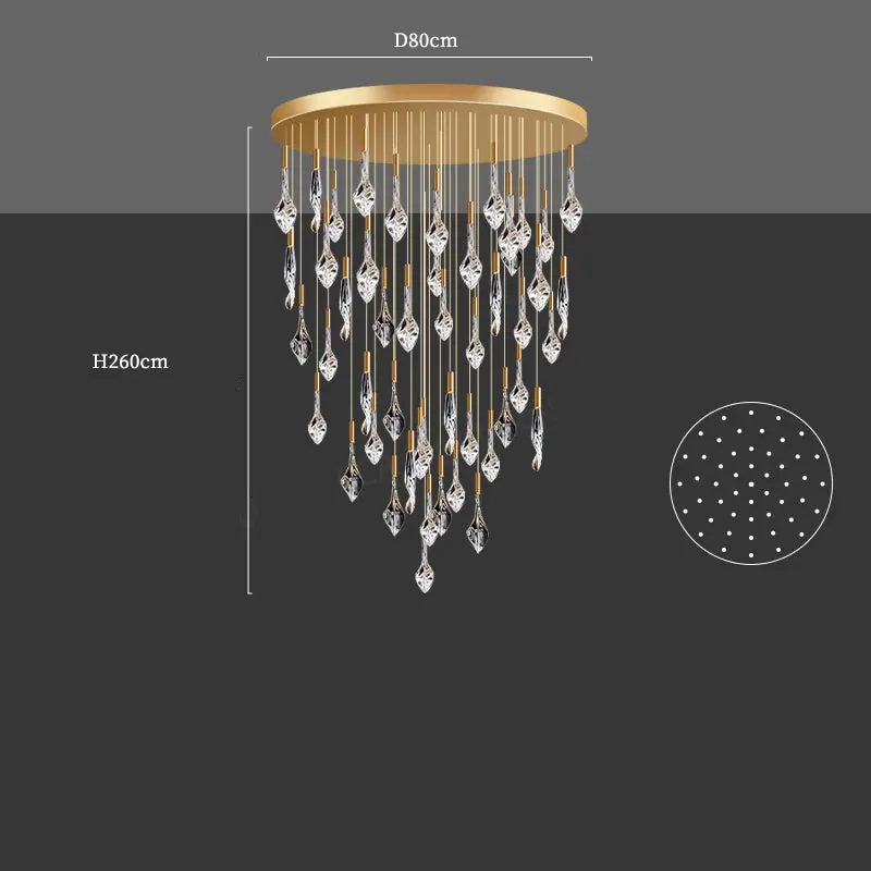 Grand Lustre en Escalier de Cristaux Suspendus