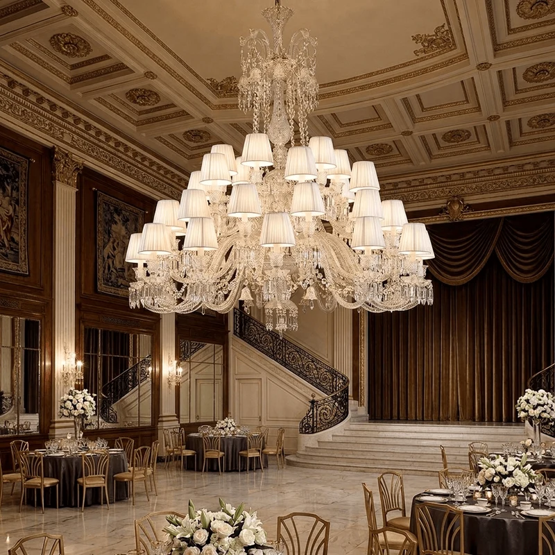 Grand Lustre Luxe Art Déco En Cristal