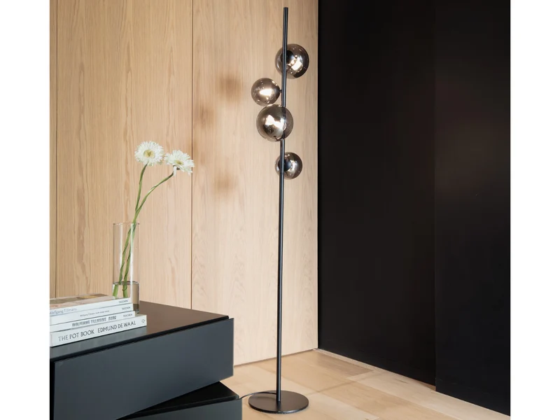 Lampadaire de salon noir design - Corollan