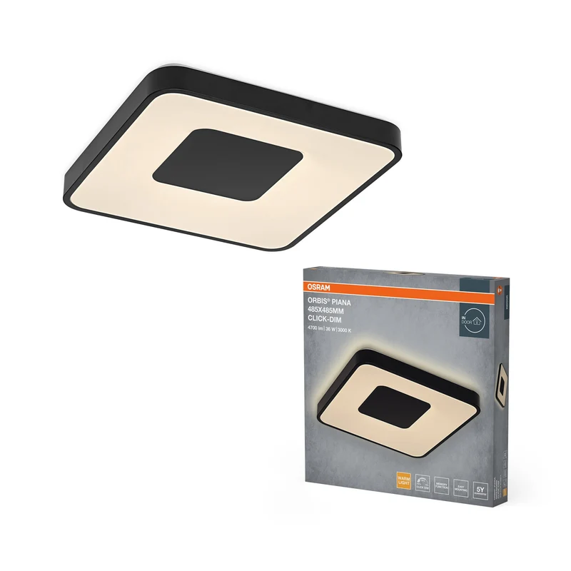 OSRAM Orbis Piana 485x485 mm 36W 830 Dimmable Click Noir