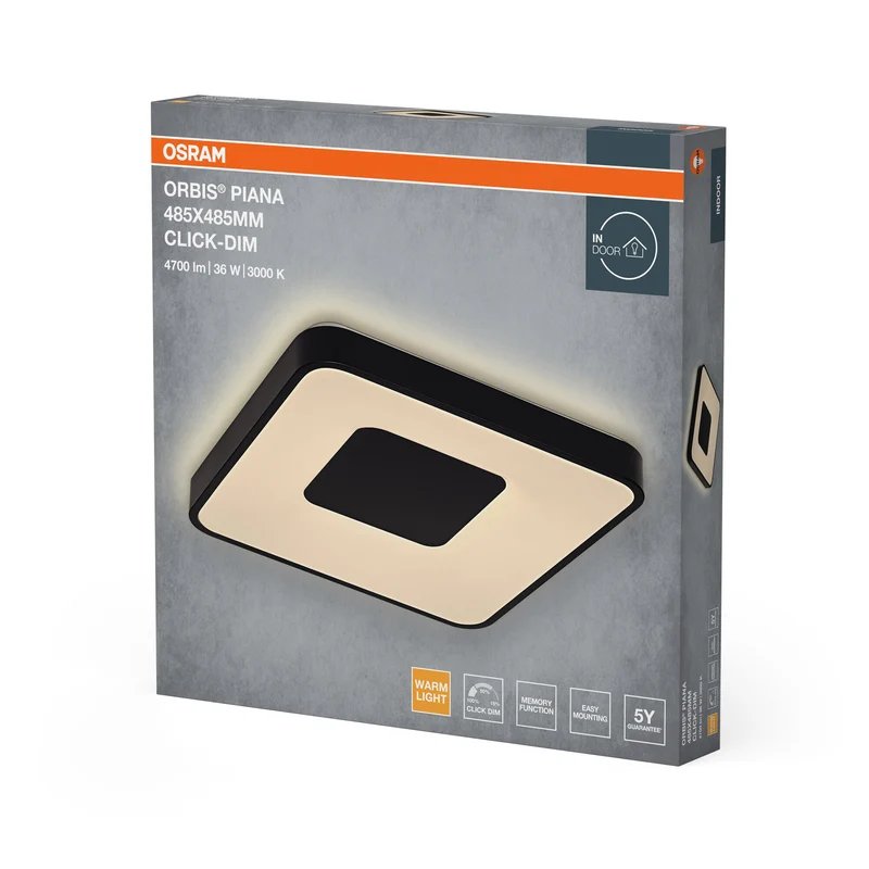 OSRAM Orbis Piana 485x485 mm 36W 830 Dimmable Click Noir