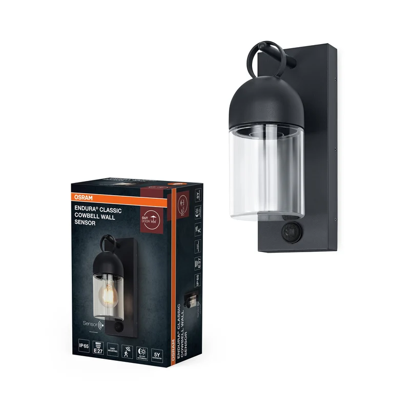OSRAM ENDURA® Classic Cowbell Applique murale extérieure IP65 avec capteur E27 Gris foncé