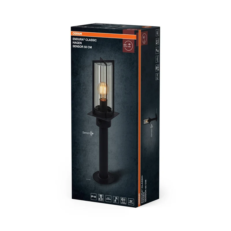 OSRAM ENDURA® Classic Hagen Applique murale extérieure 50 cm avec capteur E27 IP44 Gris foncé