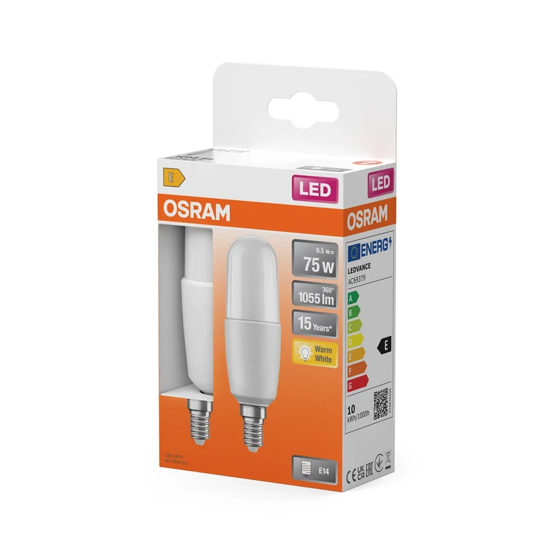 OSRAM LED PCR CLASSIC Ampoule stick 9,5W 827 Mate E14