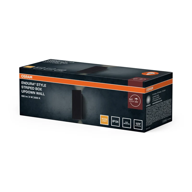 OSRAM ENDURA® Style Applique murale extérieure Striped Box Up-Down 6W IP54 Gris foncé
