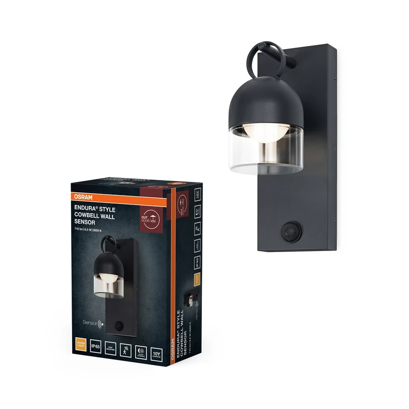 OSRAM ENDURA® Style Applique murale extérieure Cowbell IP65 avec capteur 6W Gris foncé