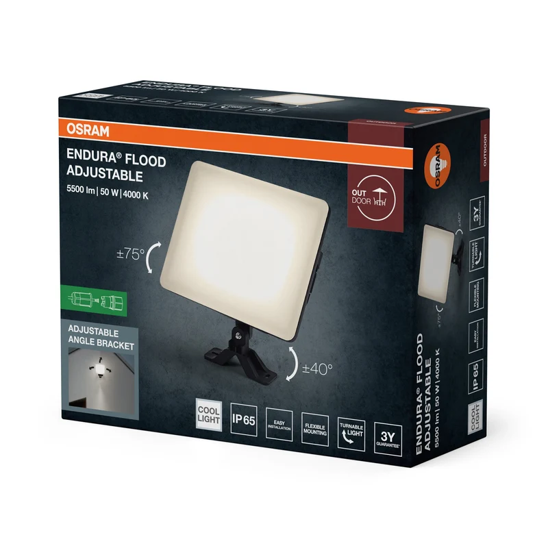 OSRAM ENDURA® Projecteur extérieur réglable 50W 840 Noir