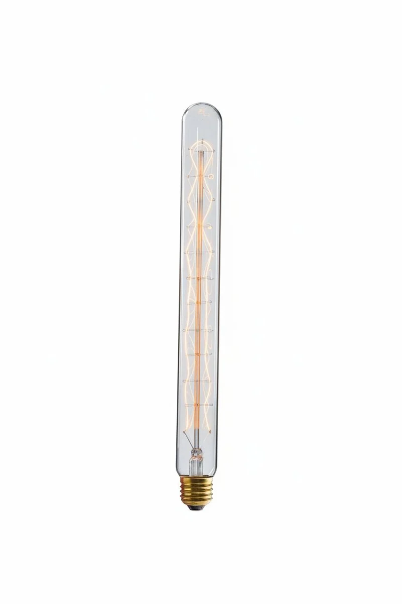 Ampoule tube vintage T30 E27 60W à filament spiralé ambré