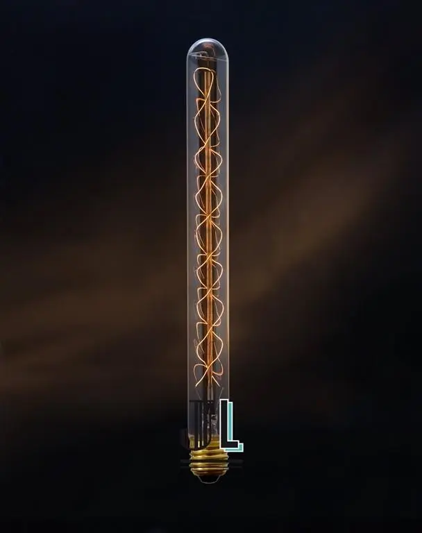 Ampoule tube vintage T30 E27 60W à filament spiralé ambré