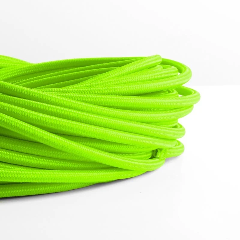 Câble rond enrobé de coton vert agrume