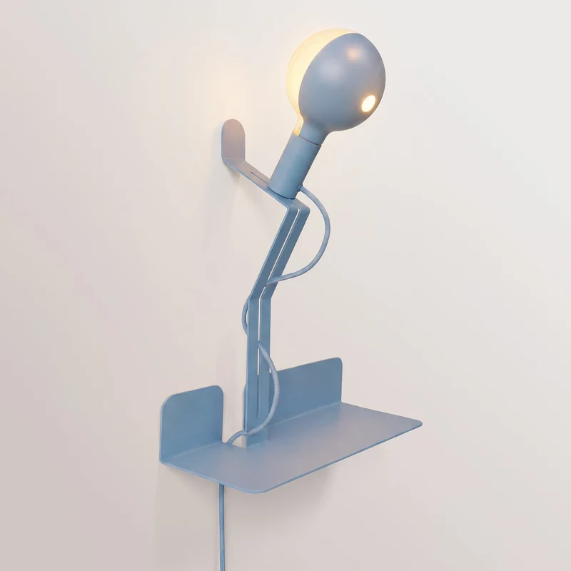 Applique murale avec étagère et Ampoule LED G125 peinte - Murio Talia - Bleu