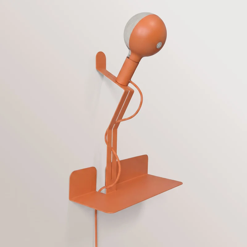 Lampe murale avec étagère et ampoule LED G125 peinte - Murio Talia - Orange