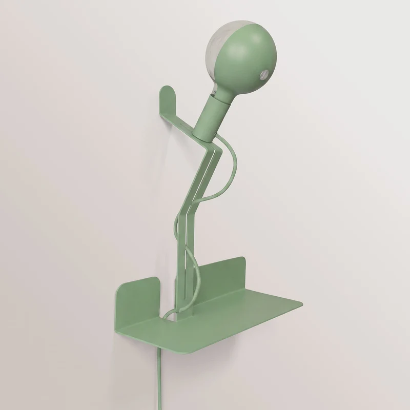 Applique murale avec étagère et Ampoule LED G125 peinte - Murio Talia - Vert