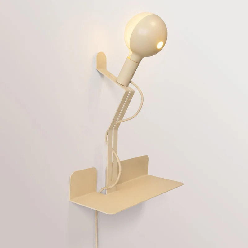Applique murale avec étagère et ampoule LED G125 peinte - Murio Talia - Crème