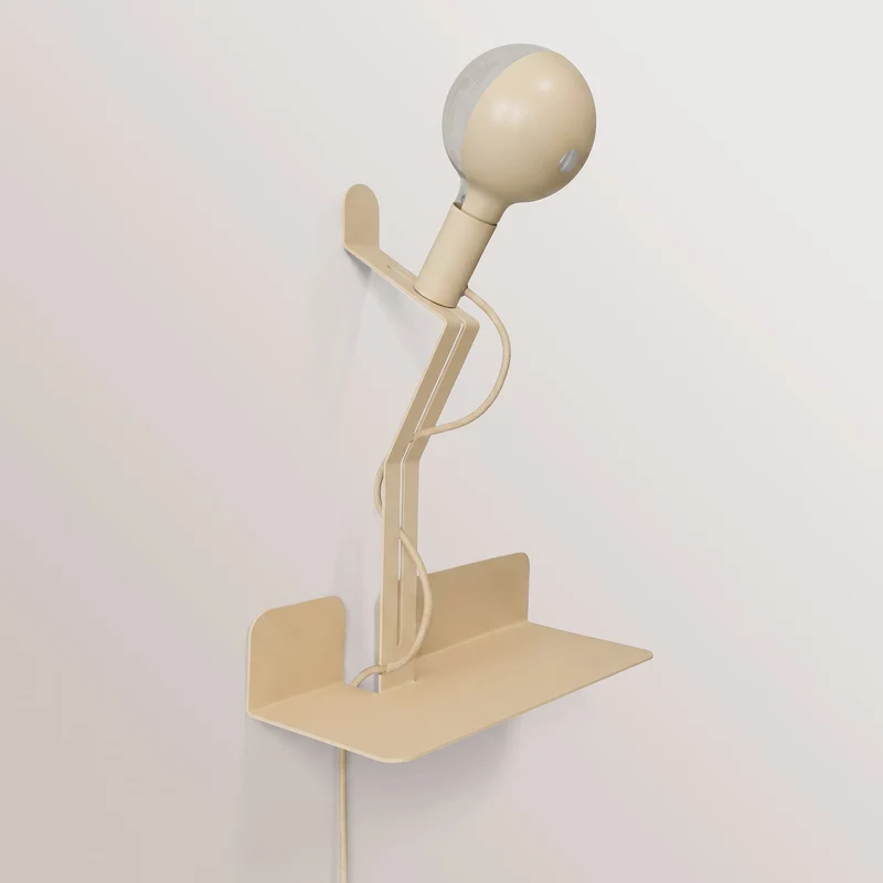 Applique murale avec étagère et ampoule LED G125 peinte - Murio Talia - Crème