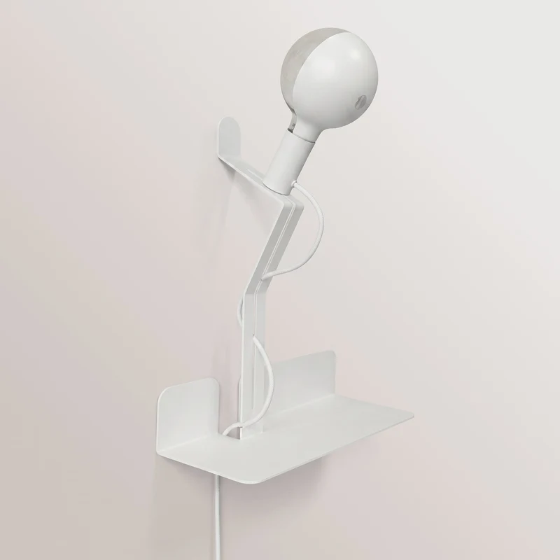 Applique murale avec étagère et ampoule LED G125 peinte - Murio Talia - Blanc
