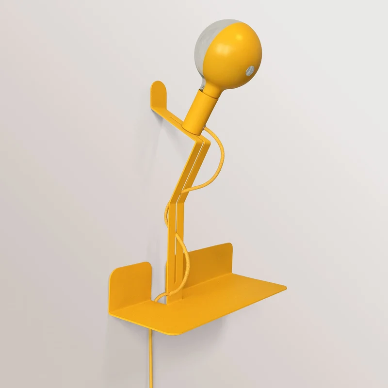 Applique murale avec étagère et Ampoule LED G125 peinte - Murio Talia - Jaune