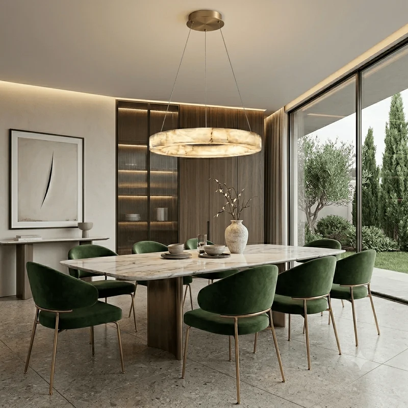 Lustre Anneau Blanc Marbre Pour Salon