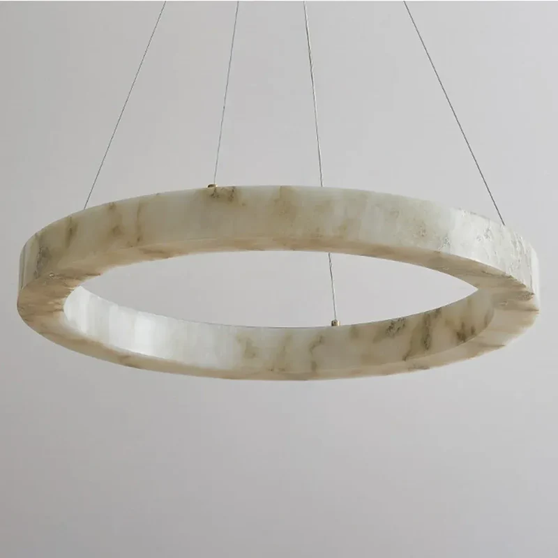 Lustre Anneau Blanc Marbre Pour Salon
