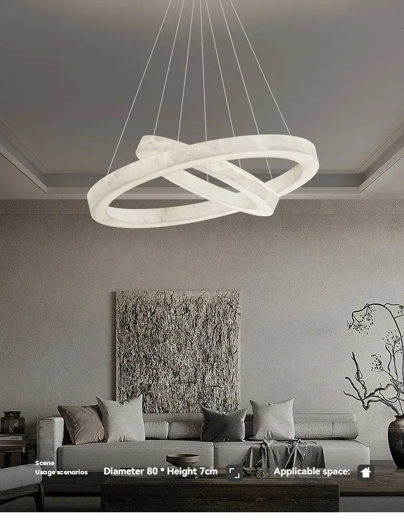 Lustre Anneau Blanc Marbre Pour Salon