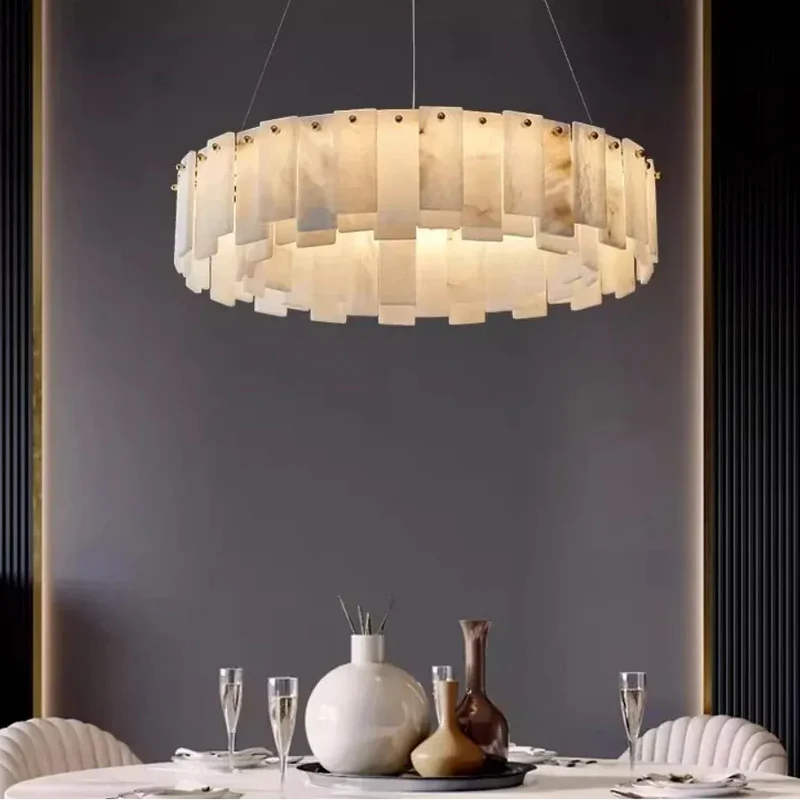 Lustre En Marbre Blanc Design Moderne Pour Salon
