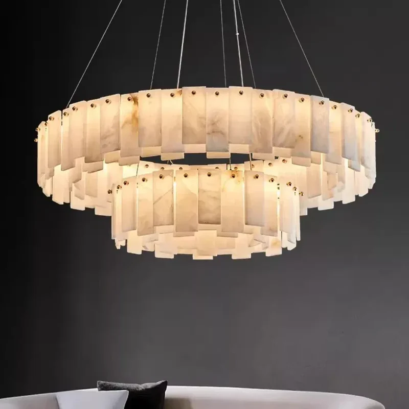 Lustre En Marbre Blanc Design Moderne Pour Salon