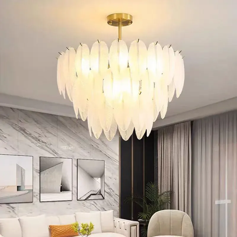 Lustre Blanc Moderne Dimmable Pour Salon