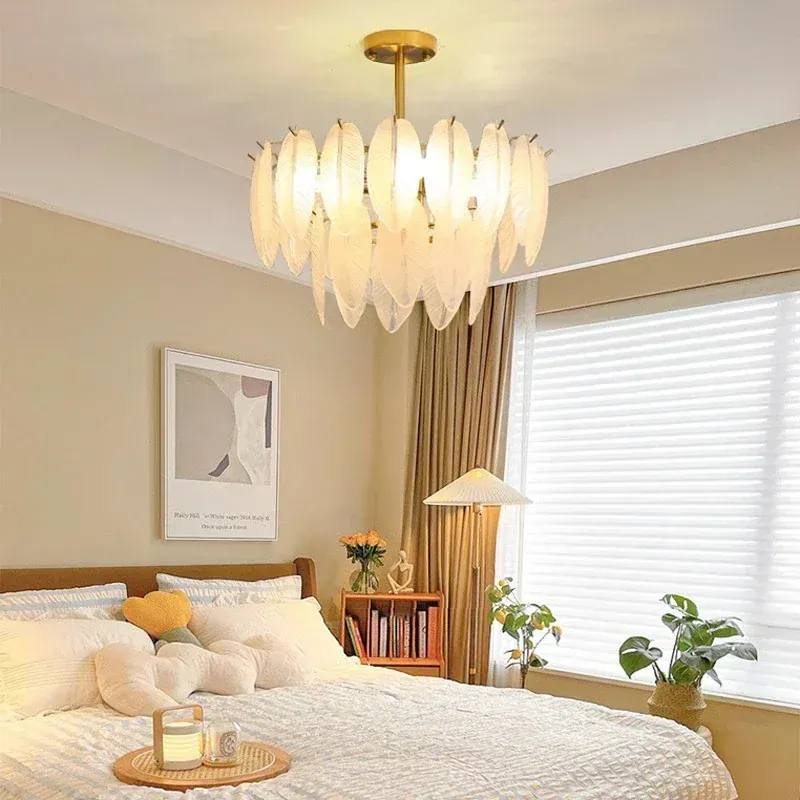 Lustre Blanc Moderne Dimmable Pour Salon