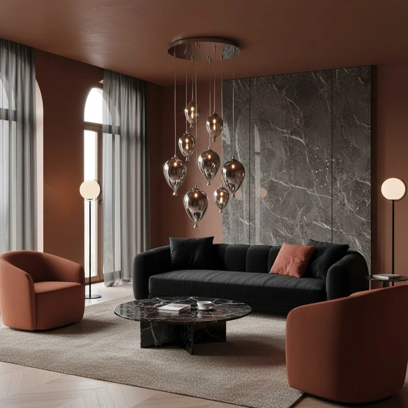 Lustre Suspensions en Verre Noir Ballons