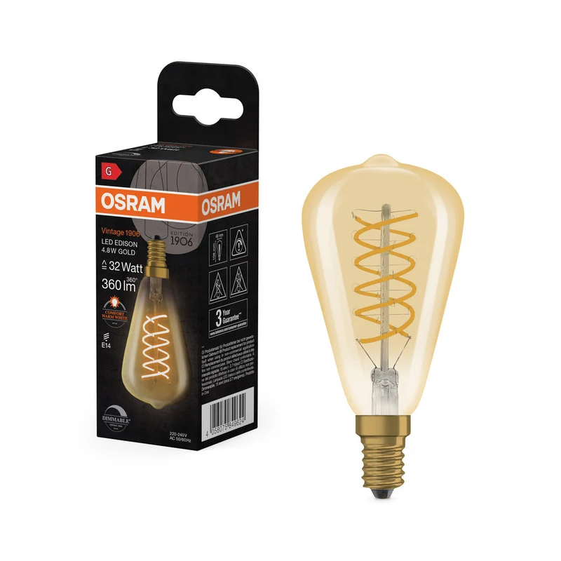 Vintage 1906 LED CLASSIQUE EDISON DIM 4.8W 822 Or E14 2