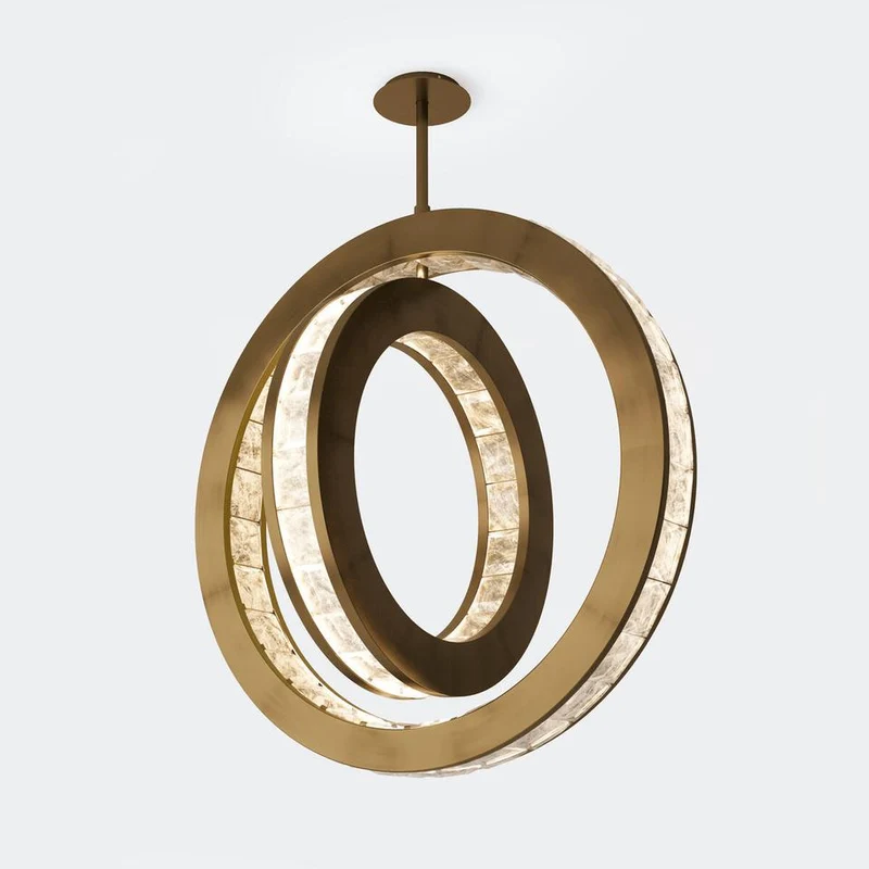 Suspension double anneau cristal de roche