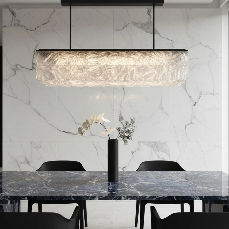 Plafonnier rectangulaire cristal de roche Salle A Manger