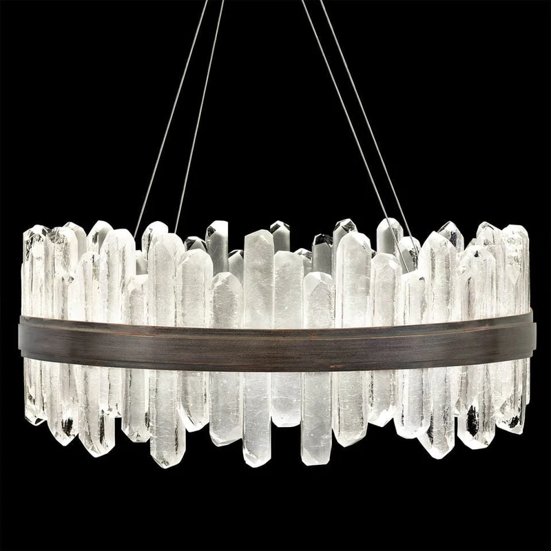 Suspension lustre anneau cristal de roche