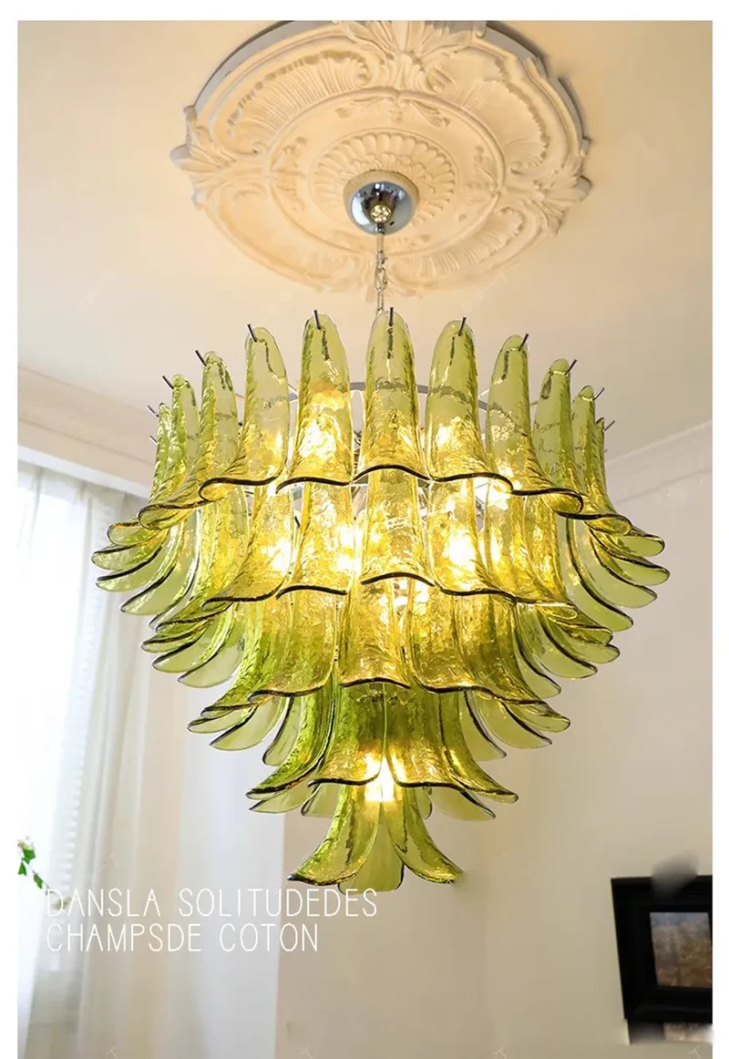 Lustre Retro 100cm Verre Ambre