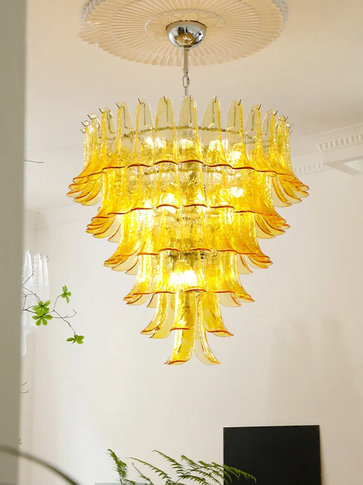Lustre Retro 100cm Verre Ambre