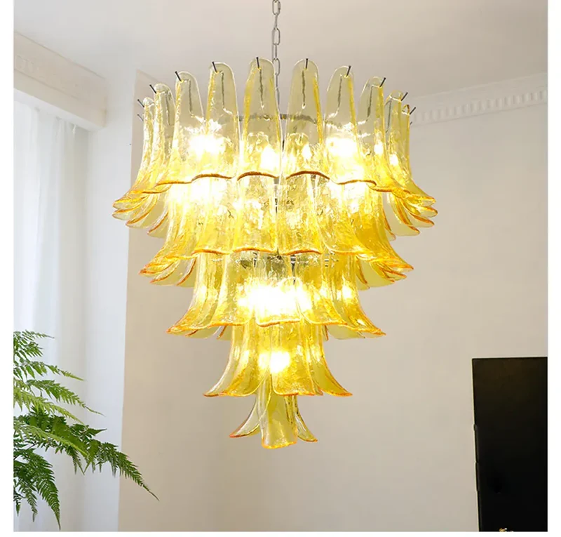 Lustre Retro 100cm Verre Ambre