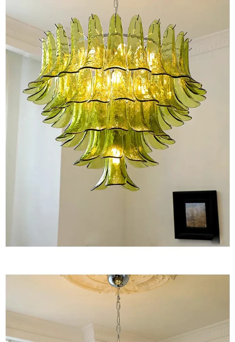 Lustre Retro 100cm Verre Ambre