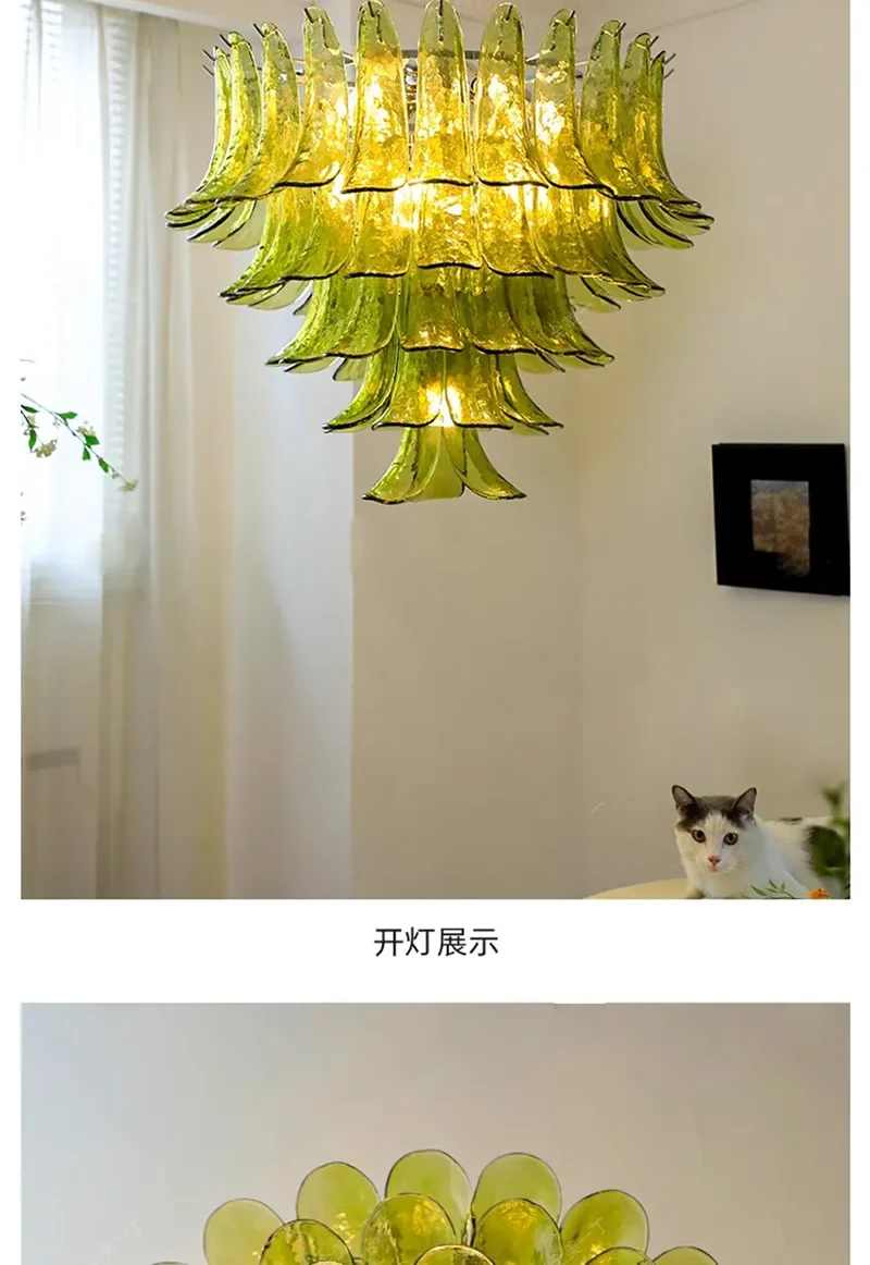 Lustre Retro 100cm Verre Ambre