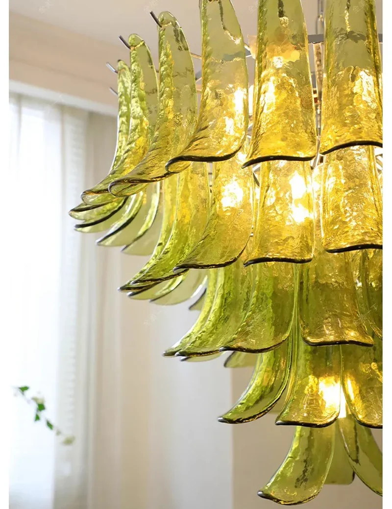 Lustre Retro 100cm Verre Ambre