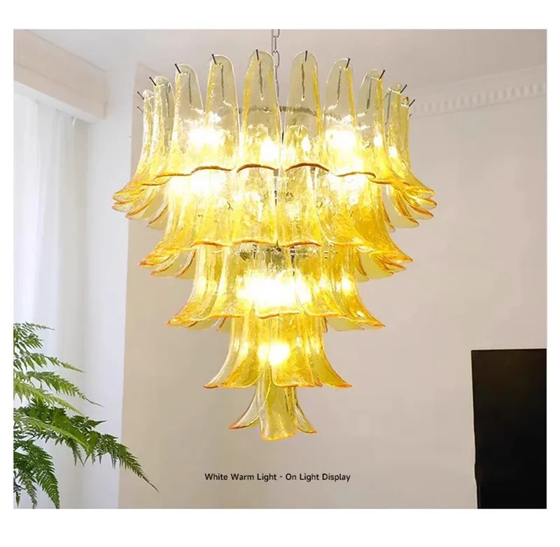 Lustre Retro 100cm Verre Ambre