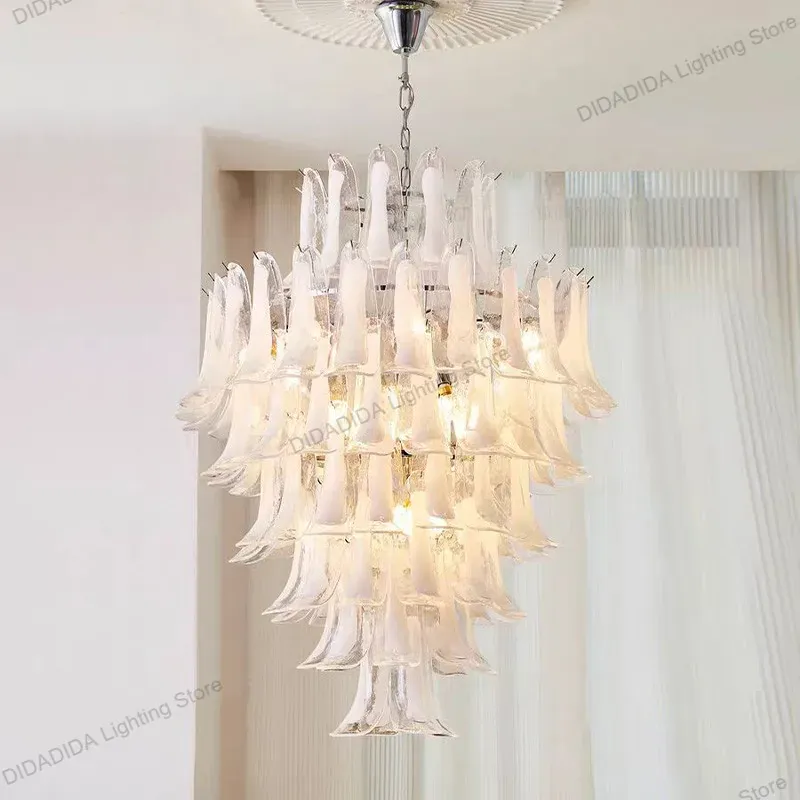 Lustre Dimmable Blanc au Style Italien en Verre