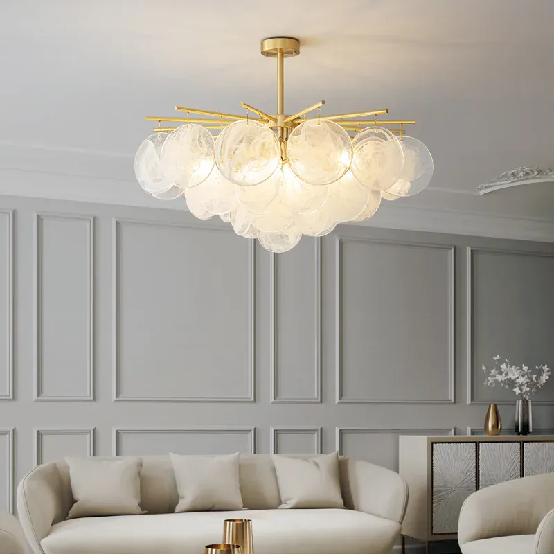 Plafonnier Lustre en Verre Blanc