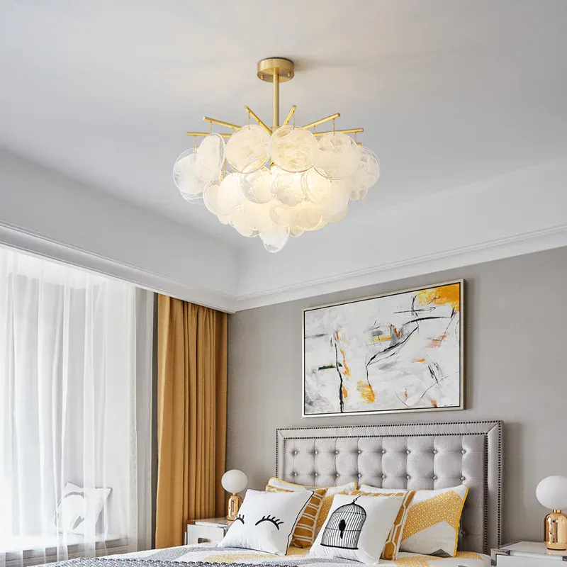 Plafonnier Lustre en Verre Blanc
