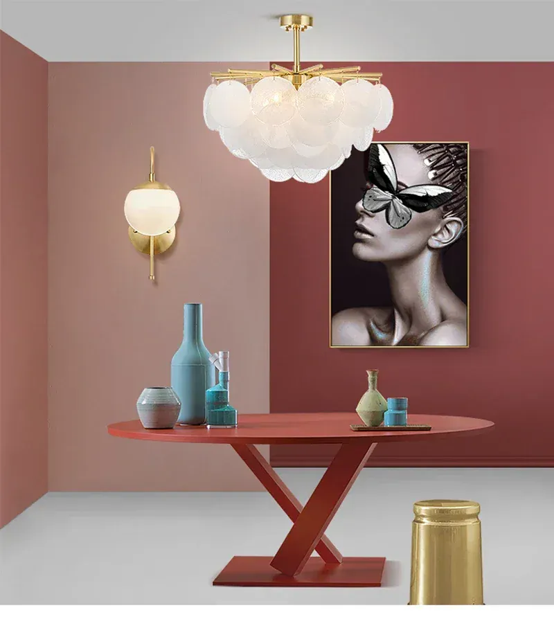 Plafonnier Lustre en Verre Blanc