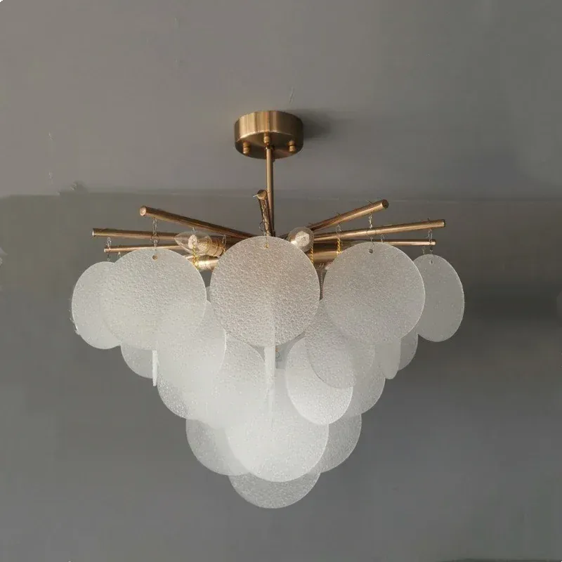 Plafonnier Lustre en Verre Blanc