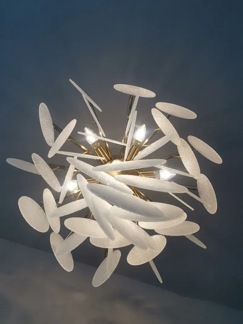 Plafonnier Lustre en Verre Blanc