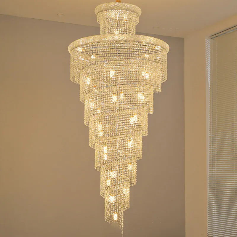 Lustre En Escalier avec Cristaux Suspendus Dimmable