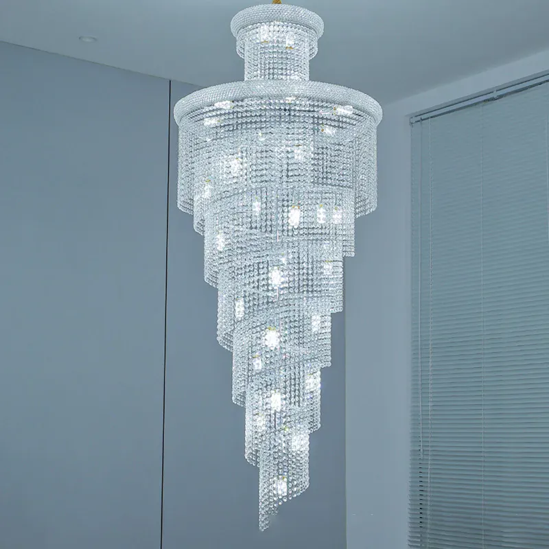 Lustre En Escalier avec Cristaux Suspendus Dimmable